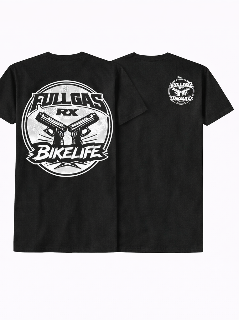 Camiseta FullGas RX – BikeLife Classic (Negra y Blanca)