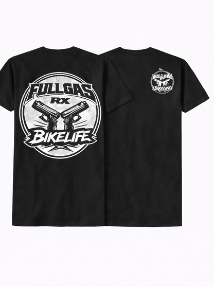 Camiseta FullGas RX – BikeLife Classic (Negra y Blanca)