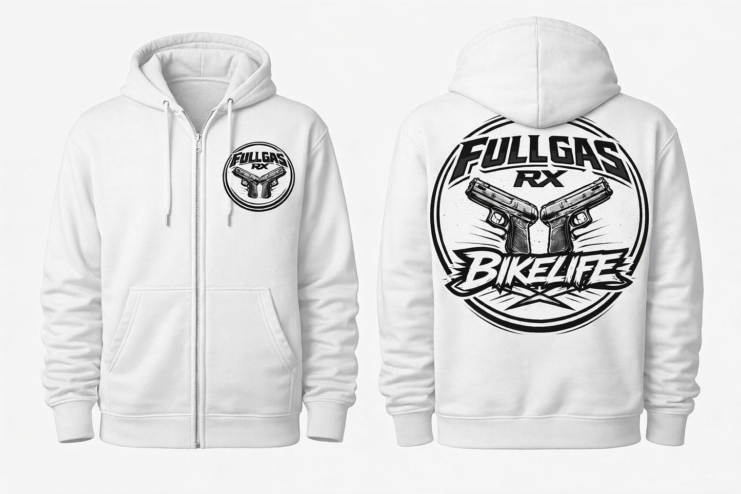 Sudadera FullGas RX – BikeLife Edition (Negra y Blanca)